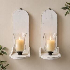 Vintage Distressed Wooden Hanging Candle Holders Upcycled Vintage Shabby Chic